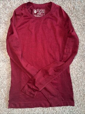 Figs Salta Seamless Long Sleeve Top - Burgundy